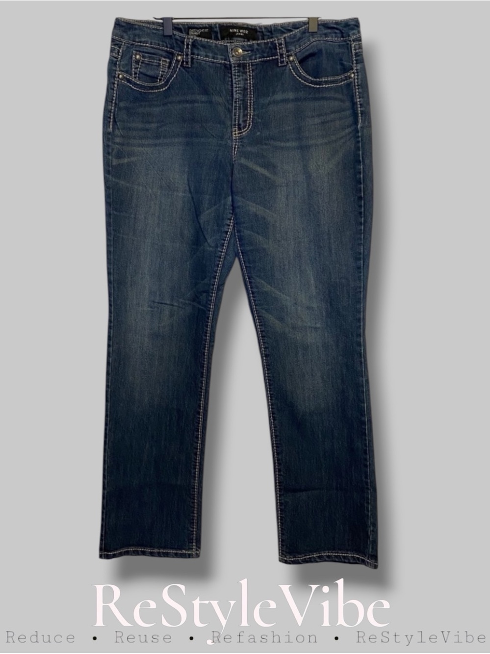 Nine West Women’s Size 32/14R Denim Jeans Straight Fit Style Stretch Date Night